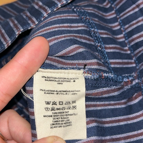 Free People Navy Blue Red Grey Striped High Waisted Skinny Ankle Pants Size 27 - Picture 5 of 11